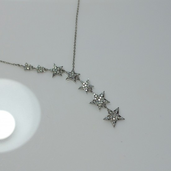 Falling Stars Diamond Necklace, Multi Star Diamond Pendant, 14K-18K Celestial Genuine Diamond Necklace, Shooting Stars Jewelry