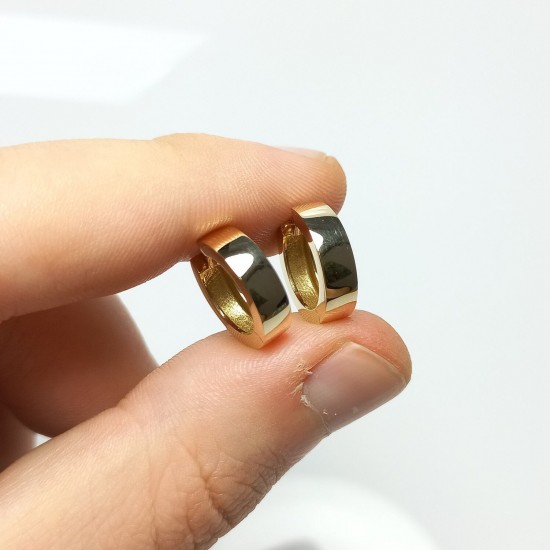 14K-18K Classic Huggie Earrings, Solid Gold Thick Hoops, Every Day Bold Earrings