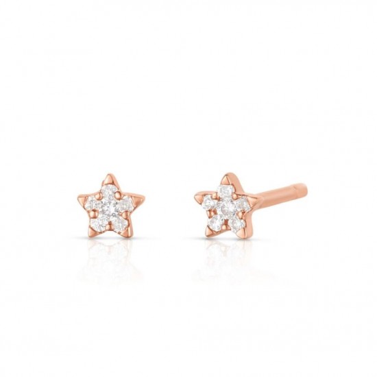 Diamond Tiny Star Studs, Petite Celesital Earrings, Gold Star Earring, 5mm Star Pave Diamond Studs