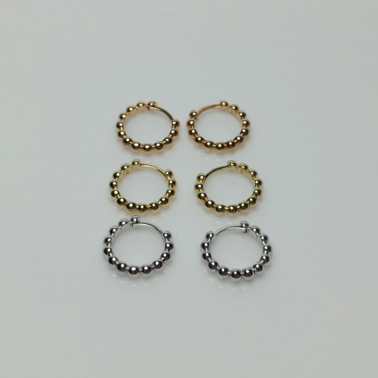 14K-18K Beaded Hoops, Solid Gold Beaded Earrings, Daily Hoop Earrings, Stackable Hoops, Mini Huggie Hoops