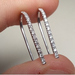 Diamond Line Earrings, 14K Diamond Threader Earrings, Minimal Pave Diamond Line, Long Bar Earrings, Simple Diamond Earrings