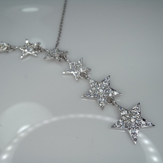 Falling Stars Diamond Necklace, Multi Star Diamond Pendant, 14K-18K Celestial Genuine Diamond Necklace, Shooting Stars Jewelry