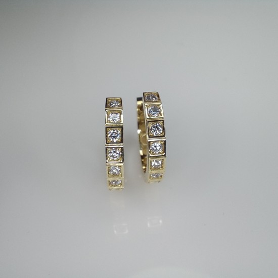 Square Hoop Earrings, 14K-18K Facet Diamond Hoops, Unique Diamond Hoop Earrings, 0.50ct Diamond Earrings