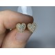 14K-18K Heart Diamond Studs, Heart Shape Diamond Earrings, Minimal Diamond Studs, Micro Pave Heart Stud Earrings, Milgrain Stud Earring