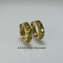 Yellow Diamond Extra Petite Thick Diamond Huggies, Cartilage Fancy Yellow Diamond Earrings, 14K-18K Tiny Huggie Hoops, Small Diamond Huggies