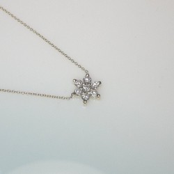 Flower Diamond Necklace, Cluster Diamond Necklace, Floral Diamond Necklace, 14K Solid Gold Flower Pendant, Diamond Flower Charm