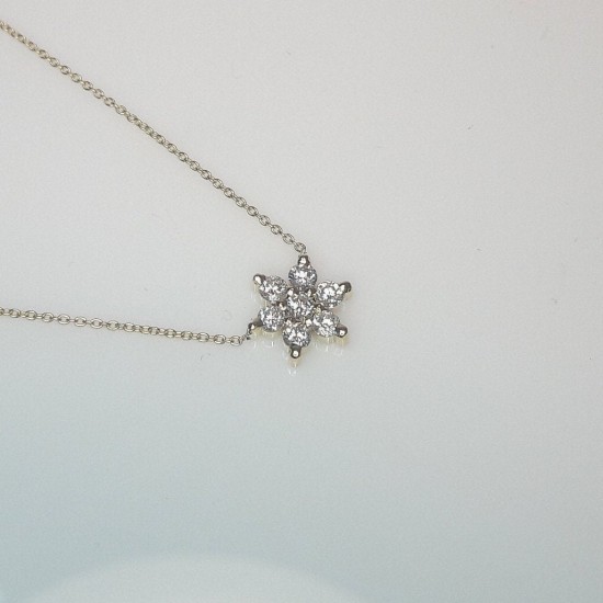 Flower Diamond Necklace, Cluster Diamond Necklace, Floral Diamond Necklace, 14K Solid Gold Flower Pendant, Diamond Flower Charm