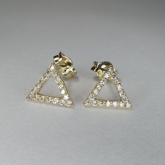 Diamond Triangle Studs, 14K Solid Gold Triangle Earrings, Tiny Triangle Shape Stud, Minimal Every Day Studs, Mother's Day Studs Gift