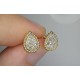 Tear Drop Diamond Studs, Pave Diamond Beaded Stud, 14K-18K Pear Shape Diamond Earrings