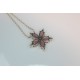 Natural Pink Tourmaline And Diamond Flower Pendant, 14K Solid Gold Tourmaline Necklace, Flower Gemstone Charm,