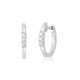 Prong Diamond Huggie Earrings, Three Diamond Hoops, Thin Diamond Hoops, 14K Solid Gold Hoops, Genuine Diamond Hoops