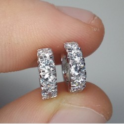 Petite Thicker Diamond Huggies, Bold Cartlige Diamond Earrings, Big Diamond Small Hoop Earrings, 14K-18K 0.70ct Hoops, Chunky Diamond Huggie