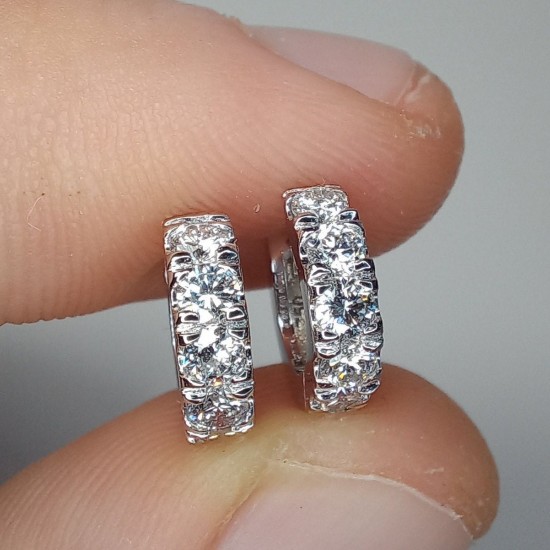 Petite Thicker Diamond Huggies, Bold Cartlige Diamond Earrings, Big Diamond Small Hoop Earrings, 14K-18K 0.70ct Hoops, Chunky Diamond Huggie