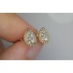 Tear Drop Diamond Studs, Pave Diamond Beaded Stud, 14K-18K Pear Shape Diamond Earrings