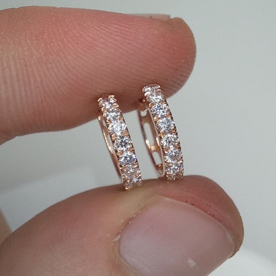 Big Diamond Hoops, Diamond Earrings, 14K Solid Gold Diamond Huggies, Thick Diamond Huggies