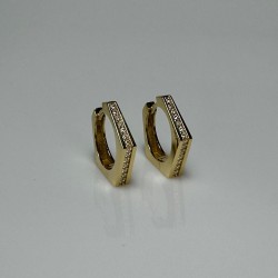 Big Tapered Diamond Hoops, Taper Diamond Earrings, 14K-18K Pave Diamond Hoops, Pentagon Diamond Hoops, Pentagon Earrings