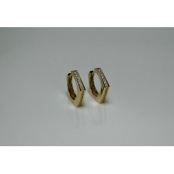 Big Tapered Diamond Hoops, Taper Diamond Earrings, 14K-18K Pave Diamond Hoops, Pentagon Diamond Hoops, Pentagon Earrings