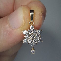 Big Snowflake Diamond Charm, Floral Diamond Pendant, 0.93ct Diamond Flower, Snowflake Diamond Pendant, Gorgeous Big Diamond Charm