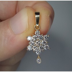 Big Snowflake Diamond Charm, Floral Diamond Pendant, 0.93ct Diamond Flower, Snowflake Diamond Pendant, Gorgeous Big Diamond Charm