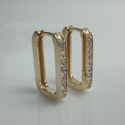 Paperclip Diamond Hoop Earrings, 14K Rectangle Huggies, Diamond Paperclip Earrings, Rectangle Pave Diamond Hoops, Unique Hoop Earrings