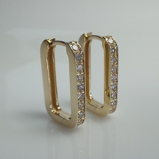 Paperclip Diamond Hoop Earrings, 14K Rectangle Huggies, Diamond Paperclip Earrings, Rectangle Pave Diamond Hoops, Unique Hoop Earrings