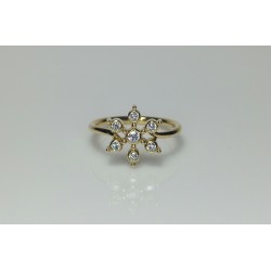 Snowflake Diamond Ring, 14K-18K Floral Diamond Ring, Bezel Set Diamond Ring, Flower Diamond Band