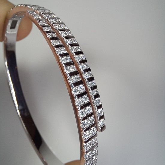 Wrap Diamond Bracelet, Diamond Cuff Bracelet, Genuine Diamond Solid Bracelet, 14K Unique Diamond Cuff, Multi Diamond Bangle