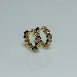 Mini Honeycomb Diamond Hoops, Beehive Diamond Earrings, Hexagon Hoop Earrings, 14K-18K Facet Diamond Hoops, Unique Diamond Hoop Earrings