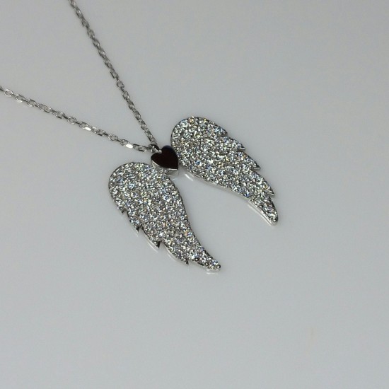 Diamond Angel Wings, 1.00ct Big Angel Wing Pendant, Unique Diamond Wing, Diamond Gift Necklace, Wing Pendant, Genuine Diamonds Pave Wing