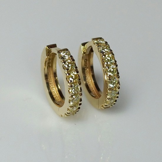 Yellow Diamond Big Thick Diamond Huggies, Bold Fancy Yellow Diamond Earrings, 14K-18K Huggie Hoops, Chunky Big Diamond Huggies