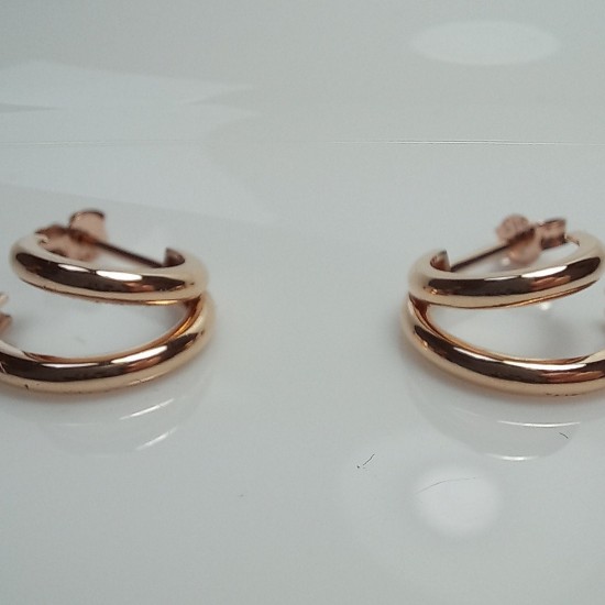 Double Circle Earrings, Circle Earrings, Round Earring, Double Earrings, 14K Solid Gold Earrings, Double Hoops