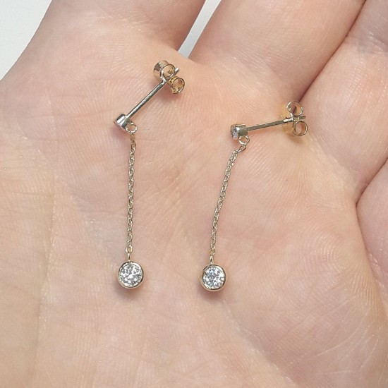 Diamond Drop Earrings, Dangle Drop Earrings, Multi Diamond Earrings, 14K Chain Earrings, Diamond Drop Chain