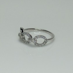 Diamond Chain Link Ring, 14K-18K Link Diamond Ring, Open Link Chain Ring, Stackable Diamond Ring