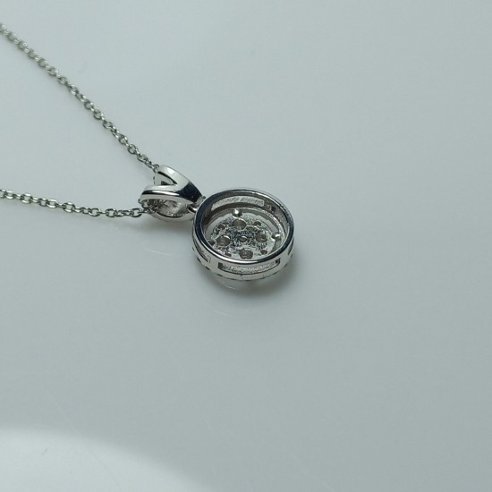 Round Halo Diamond Necklace, 14K-18K Cluster Diamond Pendant, Pave Diamond Charm, Round Shape Diamond Set, Round Shape Charm