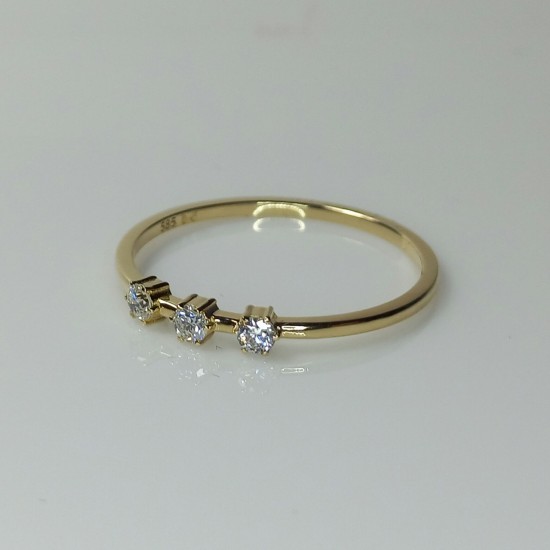 14K Six Prong Diamond Ring, Stackable Diamond Thin Band, Solitaire Dainty Diamond Band, Double Diamond Band, Triple Diamond Ring