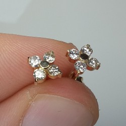 Four Diamond Studs, Clover Diamond Earrings 14K Solid Gold Cluster Stud Earrings, Flower Diamond Studs, Genuine Diamond Studs