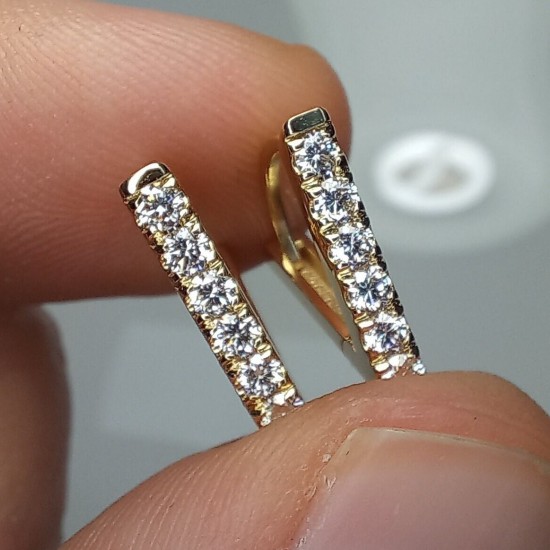 Triangle Thick Diamond Huggies, Bold Triangle Diamond Earrings, Geometric Diamond Hoops, 14K Diamond Hoops Earrings, Spike Diamond Hoops