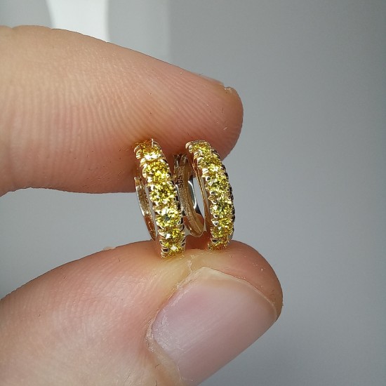 Yellow Diamond Thick Huggies, 14K-18K Bold Diamond Earrings, Fancy Intense Yellow Diamond Huggie Hoops, Chunky Big Genuine Diamond Huggies