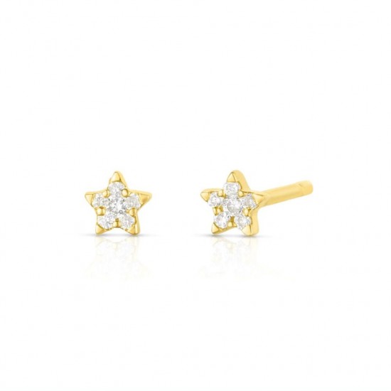 Diamond Tiny Star Studs, Petite Celesital Earrings, Gold Star Earring, 5mm Star Pave Diamond Studs