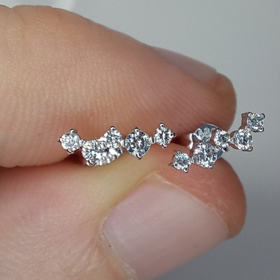 Cluster Diamond Stud, Multi Diamond Studs, 14K Cluster Earrings, Dainty Natural Diamond Studs, Tiny Cluster Studs