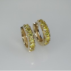 Yellow Diamond Thick Huggies, 14K-18K Bold Diamond Earrings, Fancy Intense Yellow Diamond Huggie Hoops, Chunky Big Genuine Diamond Huggies