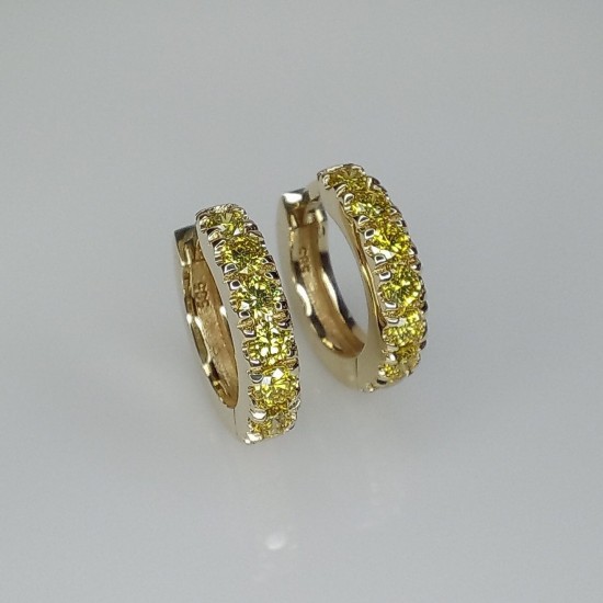 Yellow Diamond Thick Huggies, 14K-18K Bold Diamond Earrings, Fancy Intense Yellow Diamond Huggie Hoops, Chunky Big Genuine Diamond Huggies