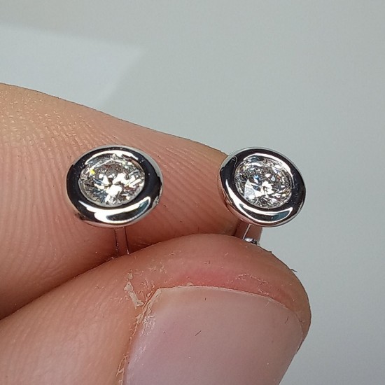 Diamond Stud Earrings, Bezel Diamond Studs, 0.20ct Diamond Stud Earrings, Eveyday Diamond Earrings, Solitaire Diamond Studs