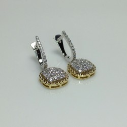 Cushion Shape Diamond Earrings, 14K-18K Pave Diamond Statement Hoops, Beaded Diamond Huggies, Multi Pave Diamond Earrings