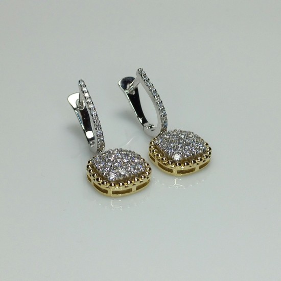 Cushion Shape Diamond Earrings, 14K-18K Pave Diamond Statement Hoops, Beaded Diamond Huggies, Multi Pave Diamond Earrings