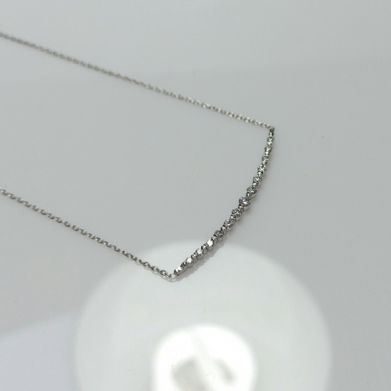 Graduated Single Prong Necklace, Graduated Necklace, V Diamond Necklace, Curved Diamond necklace, 14K Solid Gold, Cluster Necklace