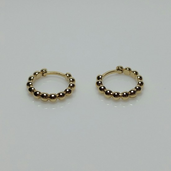 14K-18K Beaded Hoops, Solid Gold Beaded Earrings, Daily Hoop Earrings, Stackable Hoops, Mini Huggie Hoops