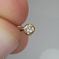 0.12ct VS clarity Diamond Charm, Tiny Diamond Pendant, 4mm Genuine Diamond Charm, Dainty Diamond Charm, Bezel Diamond