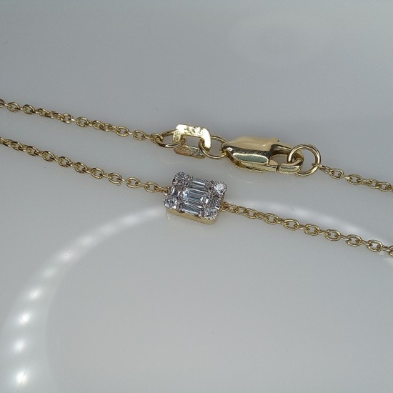 Emerald Cut Diamond Bracelet, Emerald Illusion Bracelet, 14k Chain Bracelet, Dainty Diamond Bracelet, Illusion Diamond Bracelet