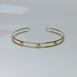 Distance Diamond Cuff Braclelet, 14K Diamond Cuff, Open Cuff Bracelet, Line Cuff Bracelet, Everyday Cuff Bracelet, Genuine Diamond Cuff